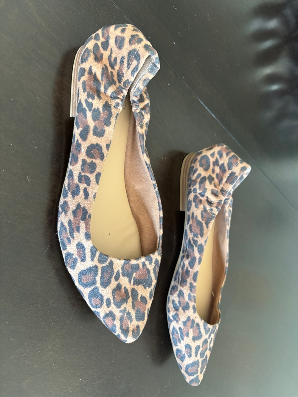 Kaari Blue Leopard-Print Pointed Toe Flats - Brown/Tan